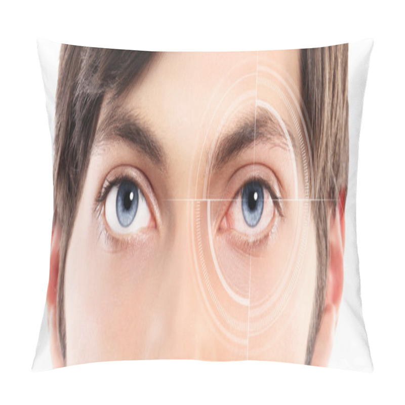 Personality  Closeup Of Blue Eyes From A Young Man Red And Irritated Eye Pillow Covers