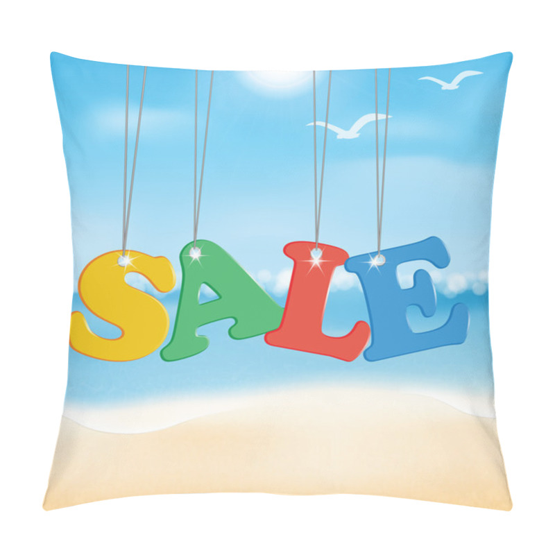 Personality  Vector Abstract Summer Sale Poster With Beach Background  Pillow Covers