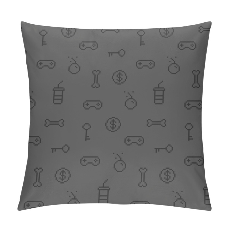 Personality  Seamless Oldschool Gaming Inspired Pattern, Game Icons, Achievem Pillow Covers