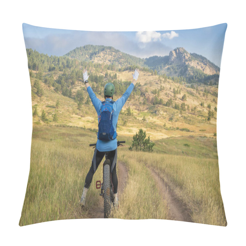 Personality  Happy Cyclist On A Fat Mountain Bike Pillow Covers