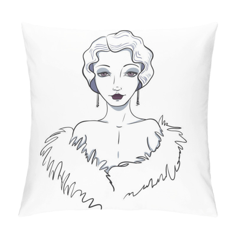 Personality  Retro Sketch. Vector Retro Girl. Pillow Covers