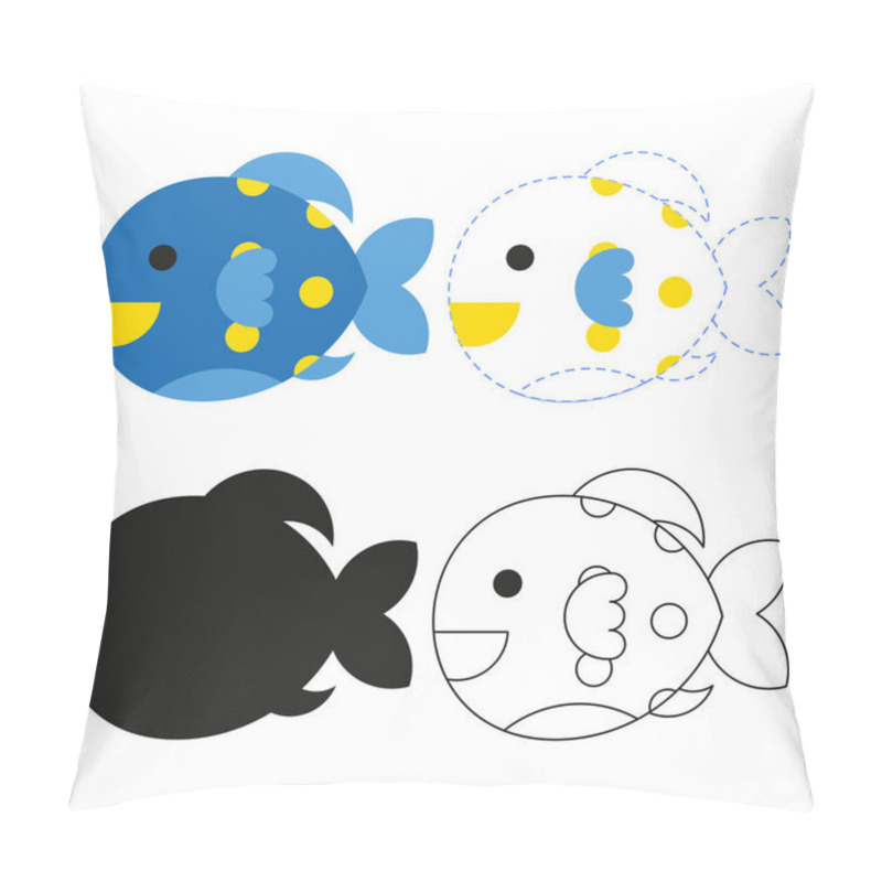 Personality  Fish Worksheet Vector Design, Fish Artwork Vector Design Pillow Covers