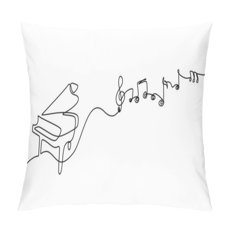 Personality  Music Notes Continuous Line Drawing With Piano Pillow Covers