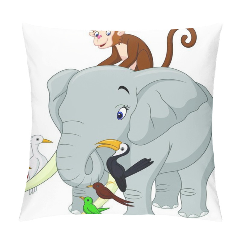 Personality  Happy Animals Cartoon On White Background Pillow Covers