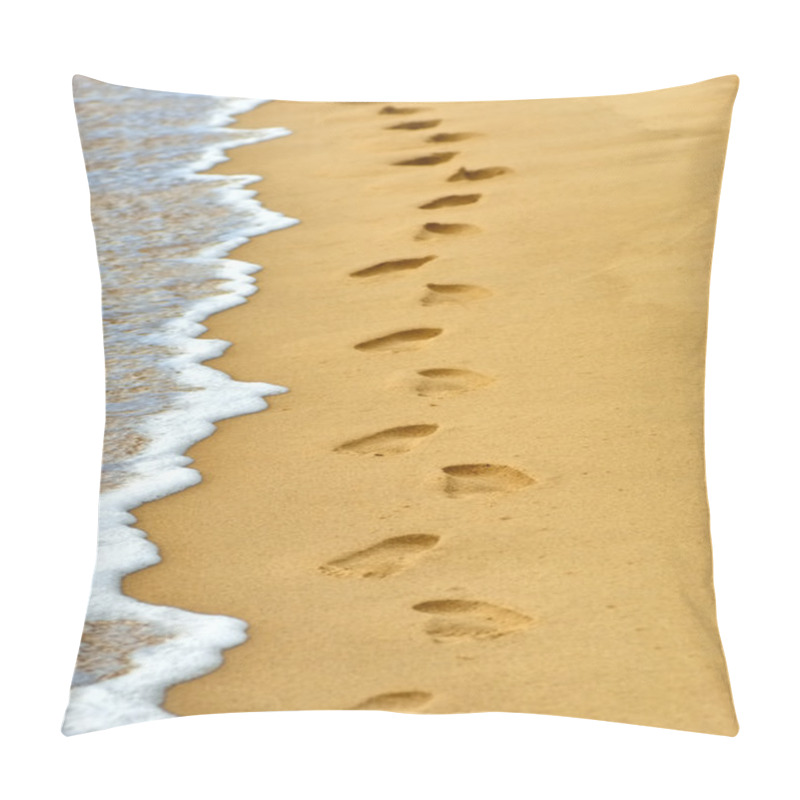 Personality  Human Footprints On Sand At The Beach Pillow Covers