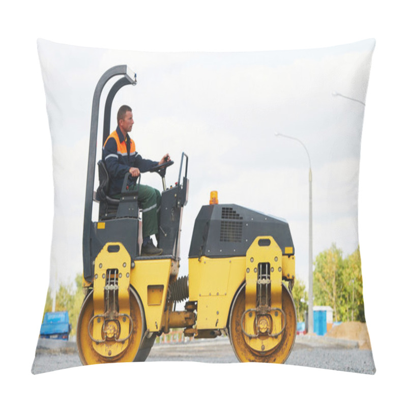 Personality  Compactor Roller At Road Work Pillow Covers