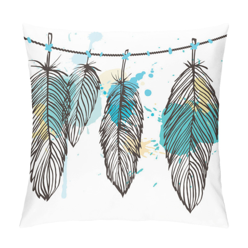 Personality  Aquarelle Feather Set Pillow Covers