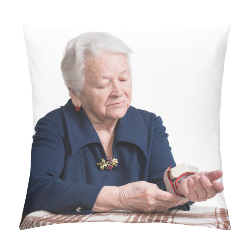 Personality  Old Woman Measures Arterial Pressure Pillow Covers