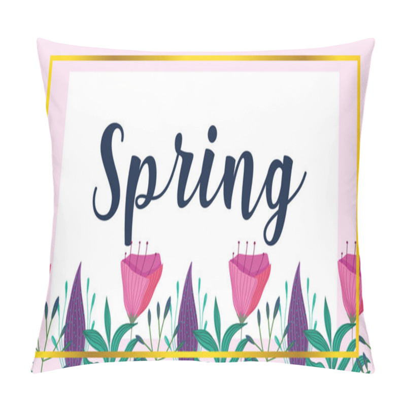 Personality  Spring Inscription Flowers Foliage Nature Decoration Banner Pillow Covers