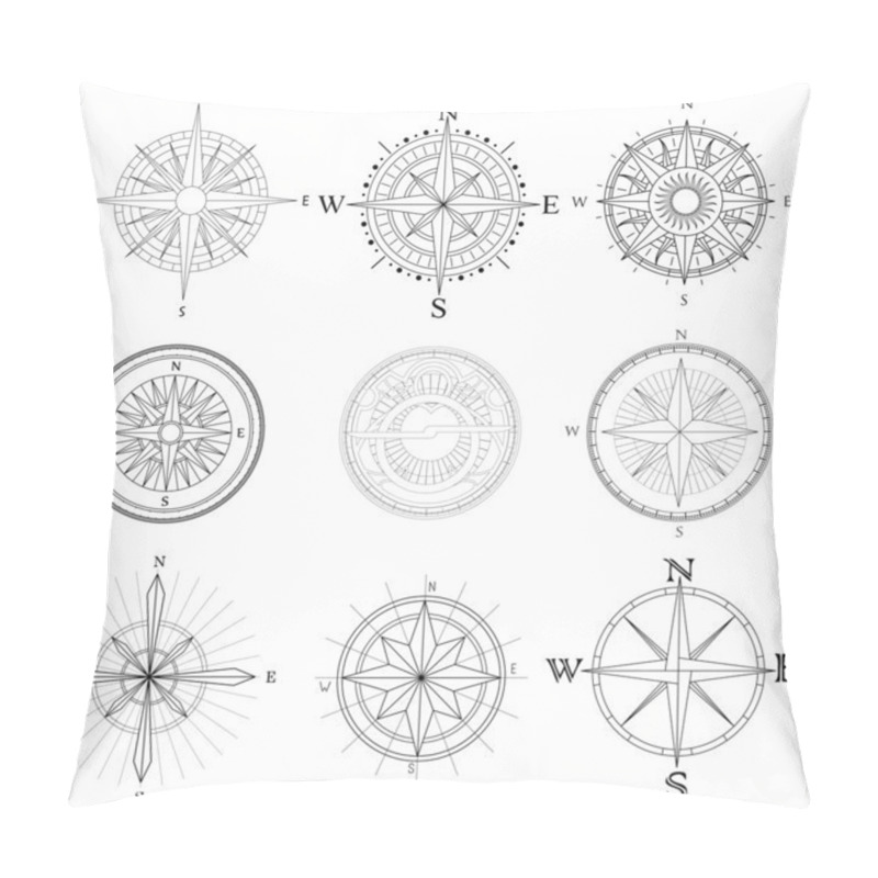 Personality  Set Illustration Of Artistic Compass. Pillow Covers