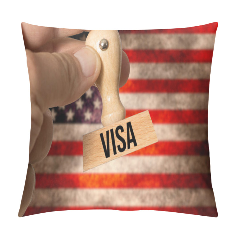 Personality  Flag Of USA And Stamp Visa Pillow Covers