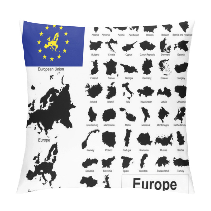 Personality  Vectors Of European Countries Pillow Covers