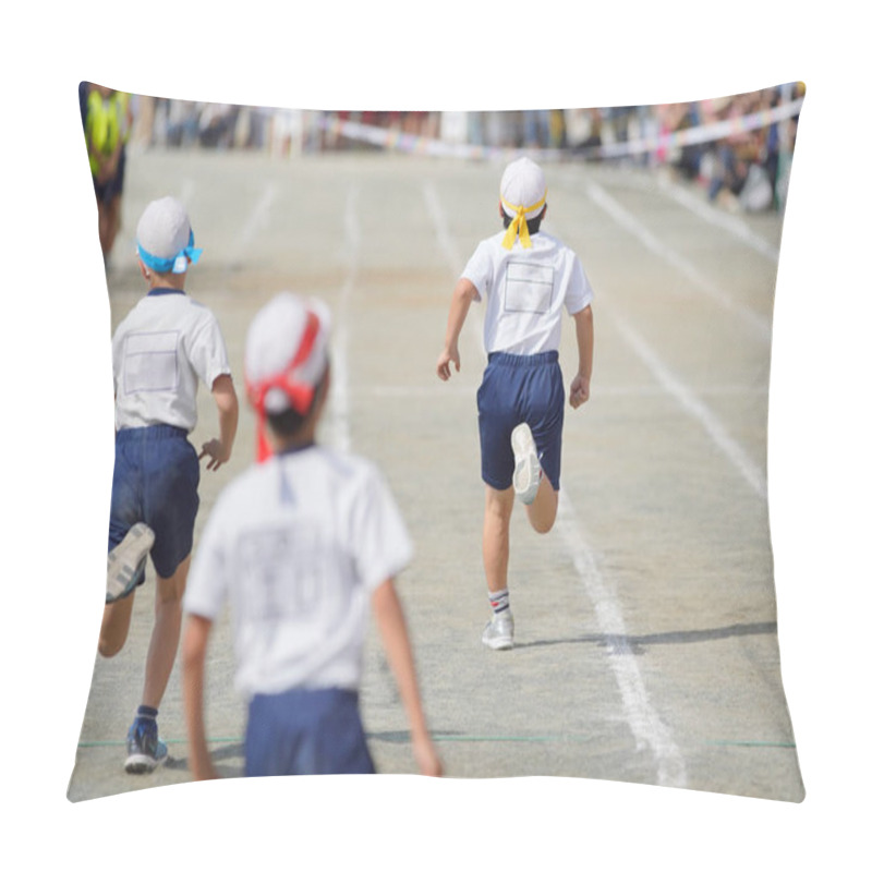 Personality  Snapshot Of An Athletic Meet Held At An Elementary School In Japan Pillow Covers