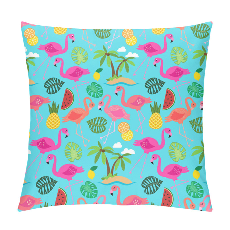 Personality  Seamless Vector Pattern With Flamingos And Other Summer Themed Elements Pillow Covers