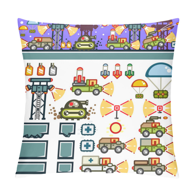 Personality  Military Base At Night Flat Game Level Kit Pillow Covers