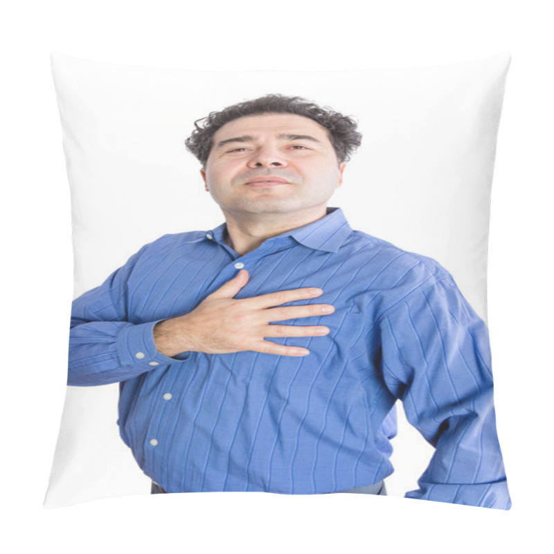 Personality  Proud Man Holding His Hand To Heart And Head High Pillow Covers