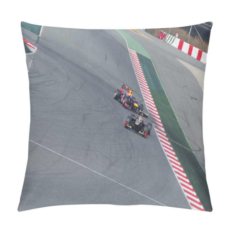 Personality  Kimi Raikkonen (FIN) Lotus E20 - Mark Webber (AUS) Red Bull Raci Pillow Covers