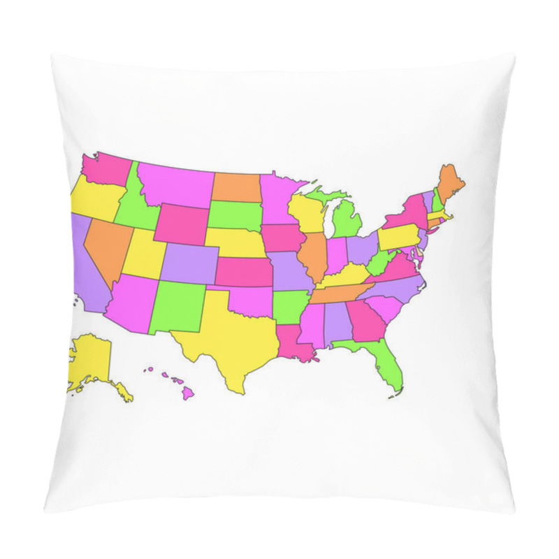 Personality  Poster Map Of The United States Of America With The Names Of The States. Black And White Printed Map Of The United States For T-shirts, Posters Or Geographical Themes. Drawn Map With States. Vector   Pillow Covers