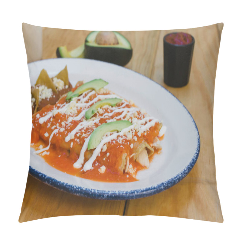 Personality  Red Enchiladas Mexican Food With Tomato Sauce And Cheese In Mexico Pillow Covers