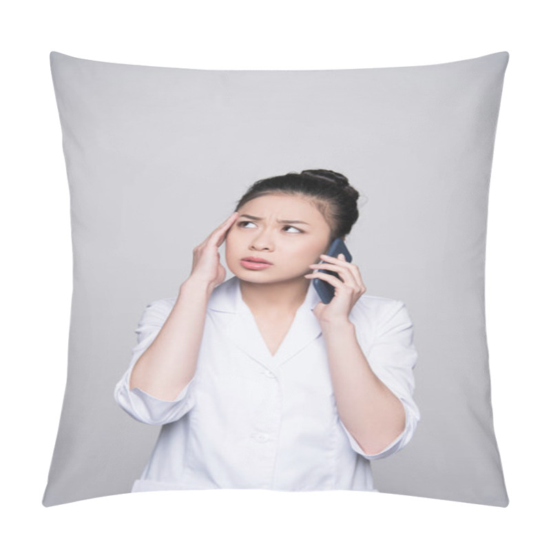 Personality  Concerned Nurse Talking On Phone Pillow Covers