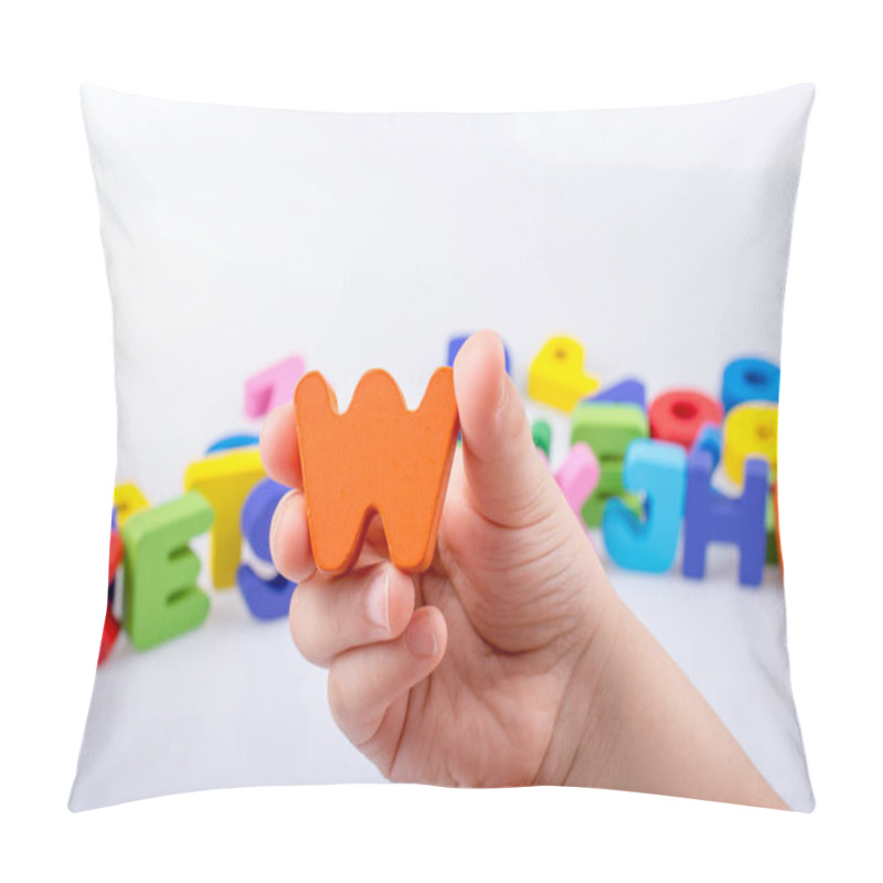 Personality  Hand Holding Letter Cube W Of Made Of Wood Pillow Covers