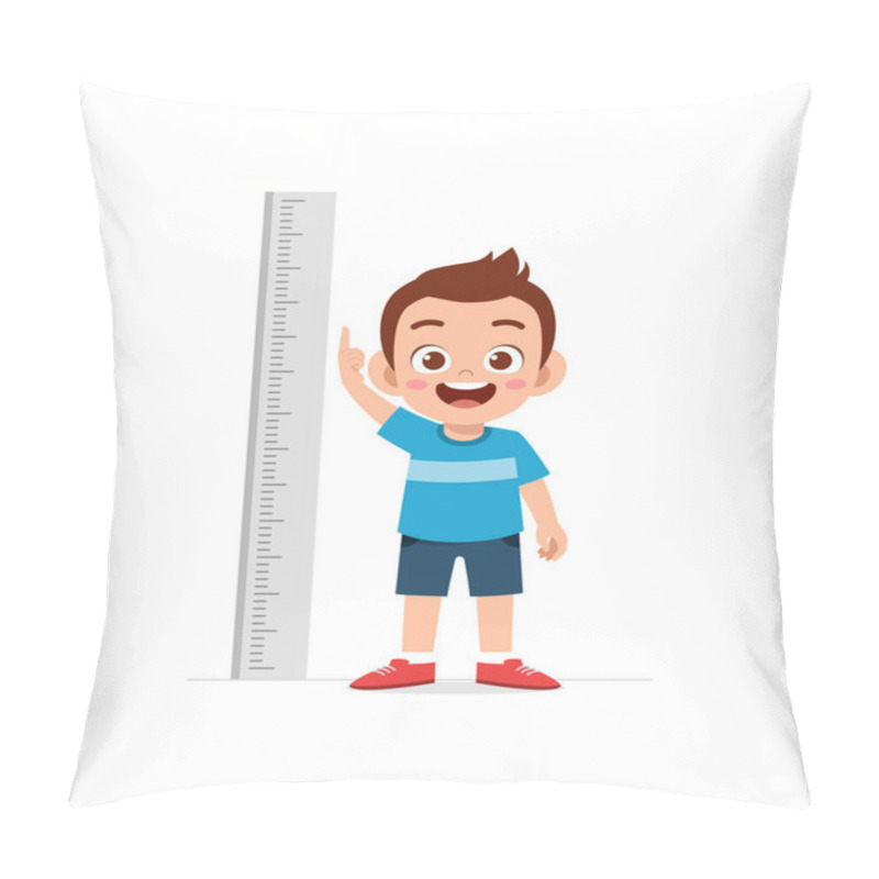 Personality  Cute Little Boy Measure Height For Grow Progress Pillow Covers