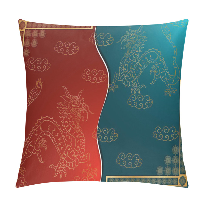 Personality  Greeting Card Design Chinese Paper Cut Background Divided Into T Pillow Covers