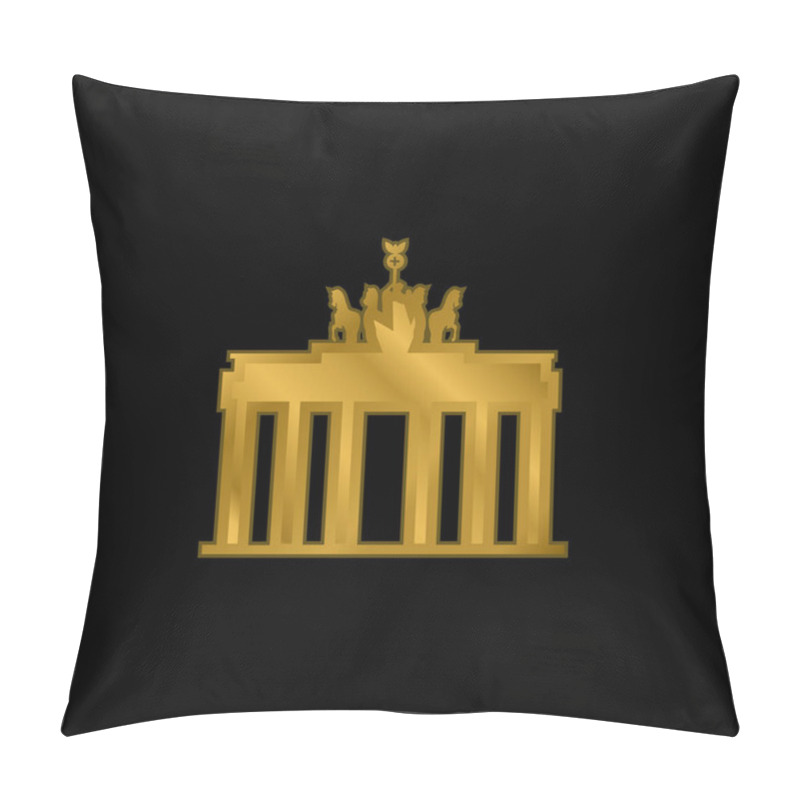 Personality  Brandenburg Gate Gold Plated Metalic Icon Or Logo Vector Pillow Covers