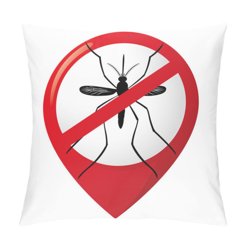 Personality  Icon Pictogram, Pin Aedes Aegypti Mosquito Stilt Location With Forbidden Sign. Ideal For Informational And Institutional Related Sanitation And Care Pillow Covers