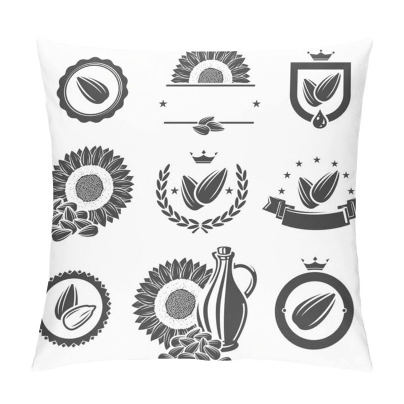 Personality  Sunflower Seeds Label And Elements Set Pillow Covers