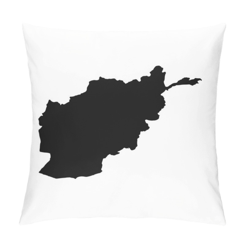 Personality  Map Afghanistan. Isolated Illustration. Black On White Background. Pillow Covers