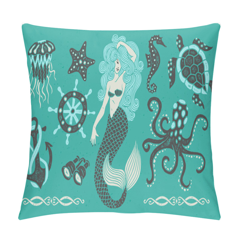 Personality  Marine Illustrations Set. Pillow Covers