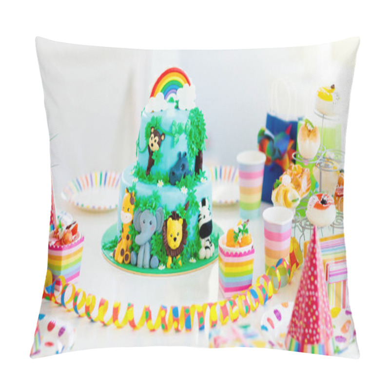 Personality  Kids Birthday Cake. Child Jungle Theme Party. Pillow Covers