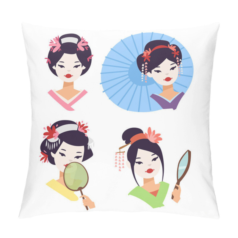 Personality  Vector Japanese Geisha Girl Pillow Covers