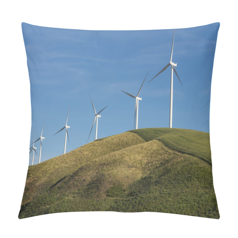 Personality  Row Of Wind Turbines On Hill Pillow Covers