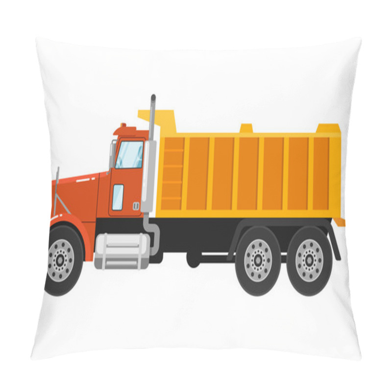 Personality  Heavy Tipper Truck Isolated On White Background Pillow Covers