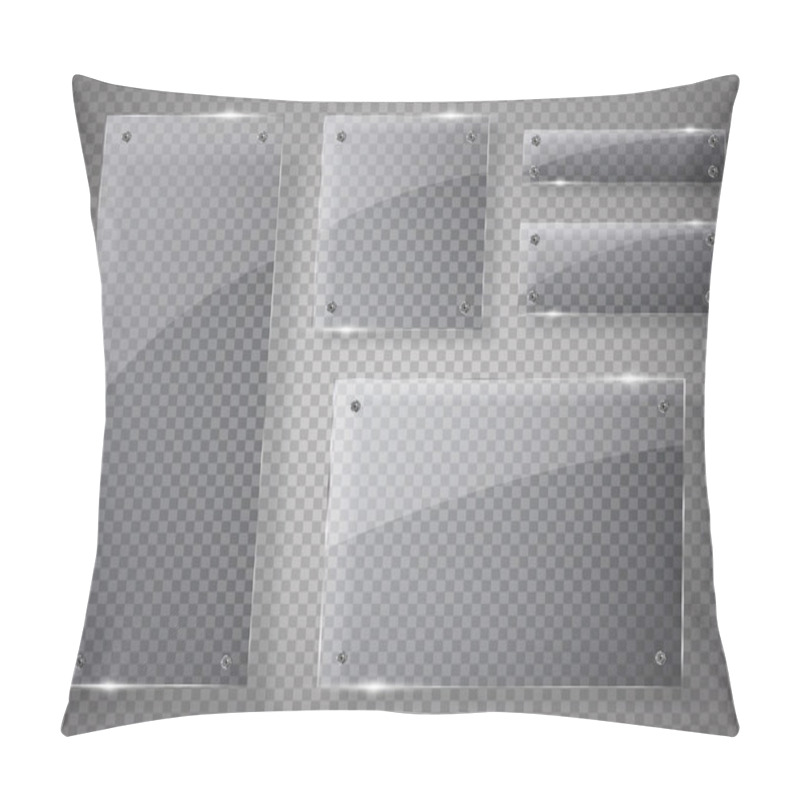 Personality  Glass Plates Set. Vector Glass Banners On Transparent Background. Pillow Covers