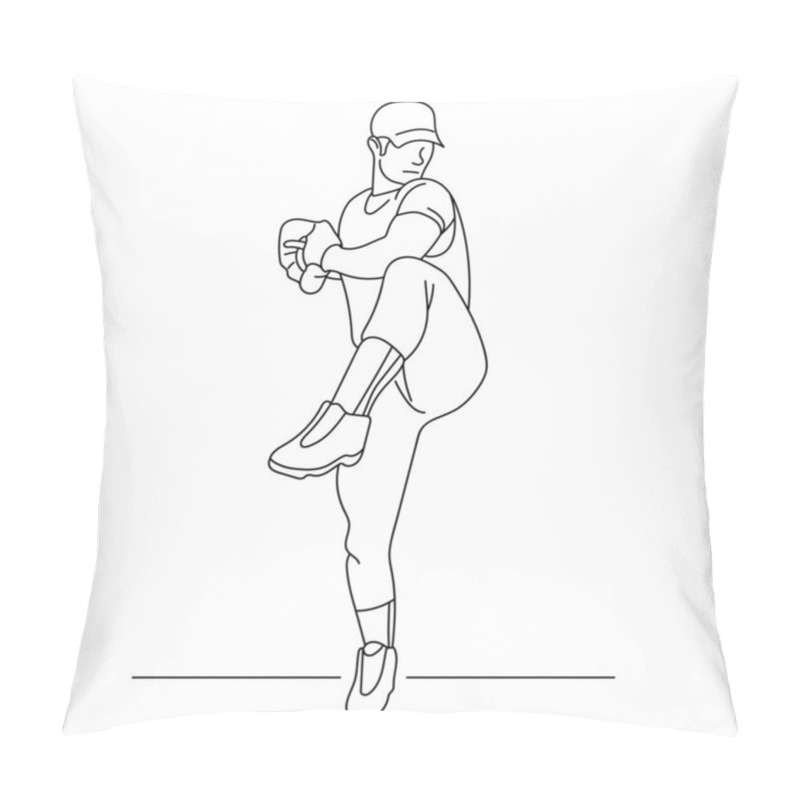 Personality  Baseball Player Line Drawing On White Background Pillow Covers