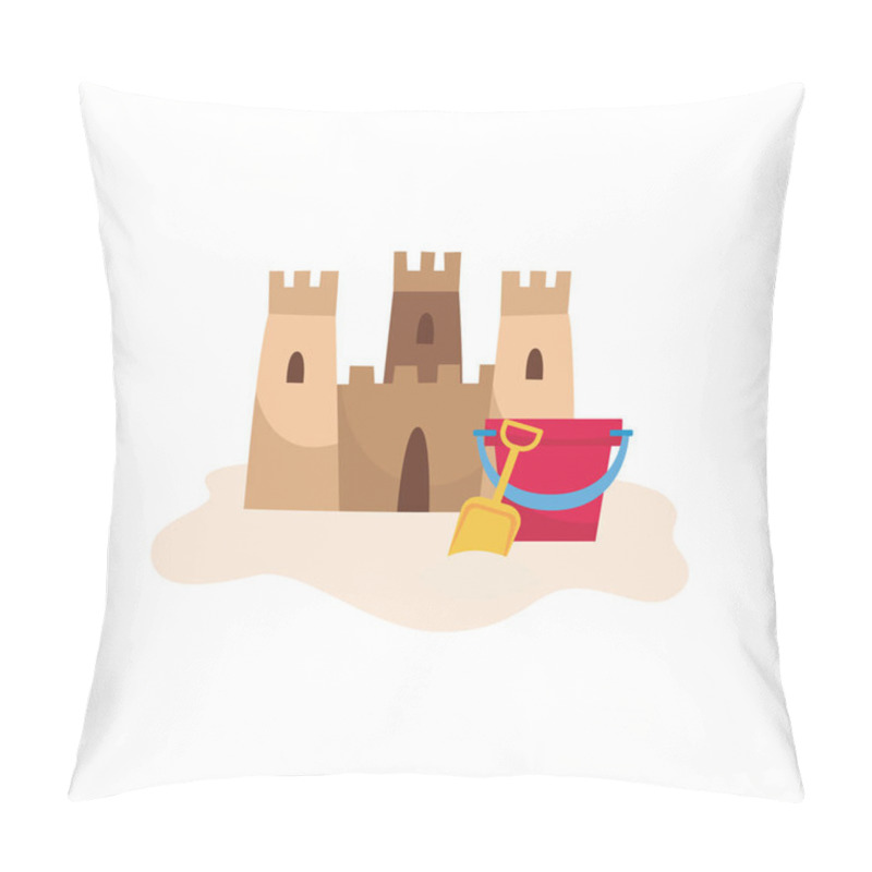 Personality  Sandcastle On The Beach - Flat Isolated Vector Illustration Pillow Covers