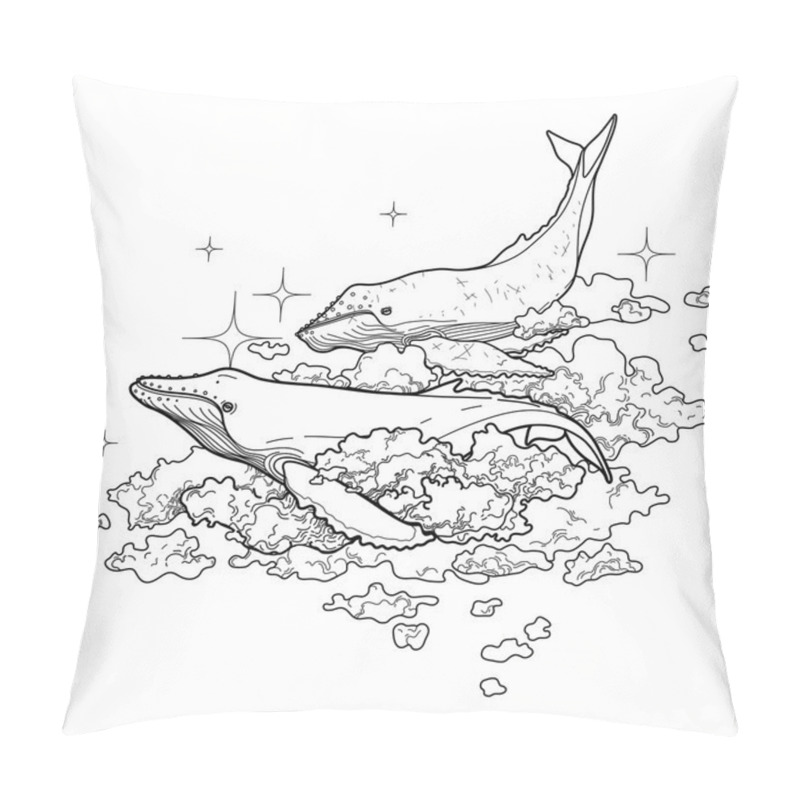 Personality  Graphic Whales Flying In The Sky Pillow Covers