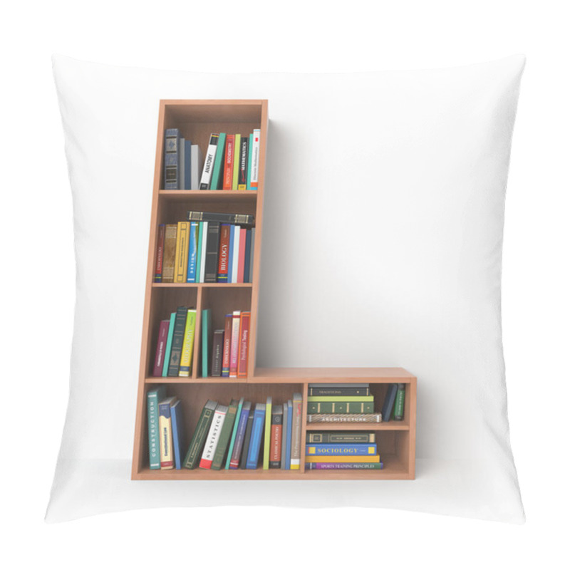 Personality  Letter L. Alphabet In The Form Of Shelves With Books Isolated On Pillow Covers