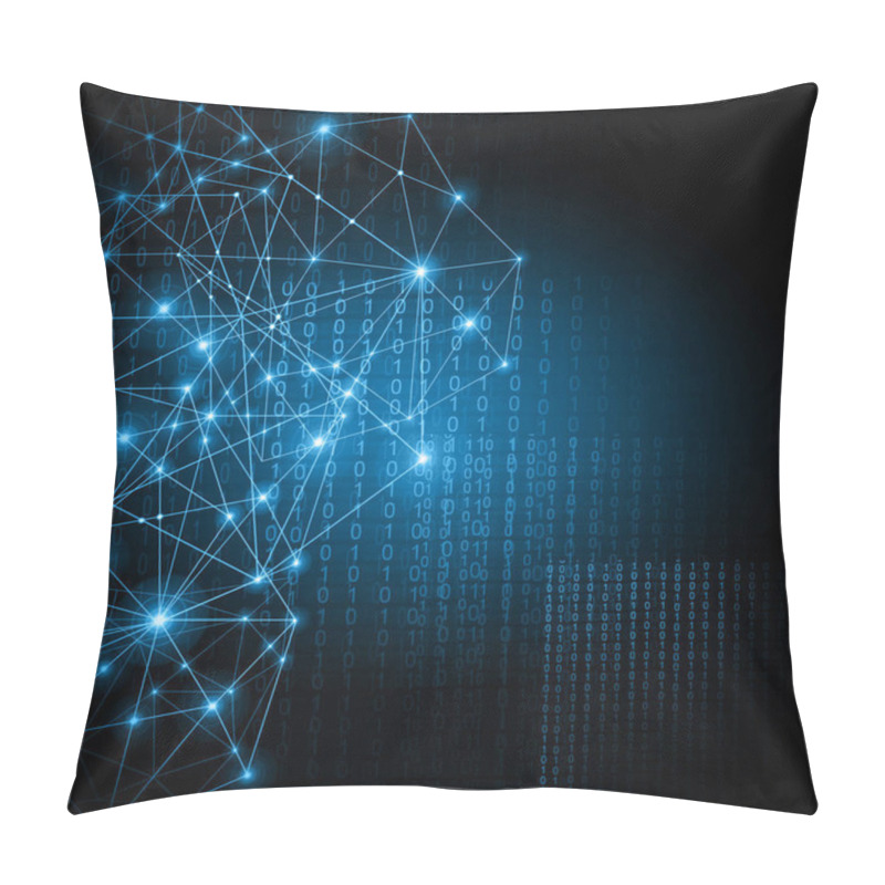 Personality  Abstract Background With Connected Lines And Dots For Your Design. Smooth Lines, Beautifully Intertwined, Shining Dots And Flashes On A Dark Background Pillow Covers