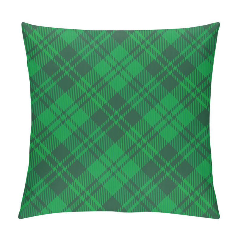 Personality  St. Patricks Day Dioganal Tartan Plaid. Scottish Pattern In Green And Dark Green Cage. Scottish Cage. Traditional Scottish Checkered Background. Seamless Fabric Texture. Vector Illustration Pillow Covers