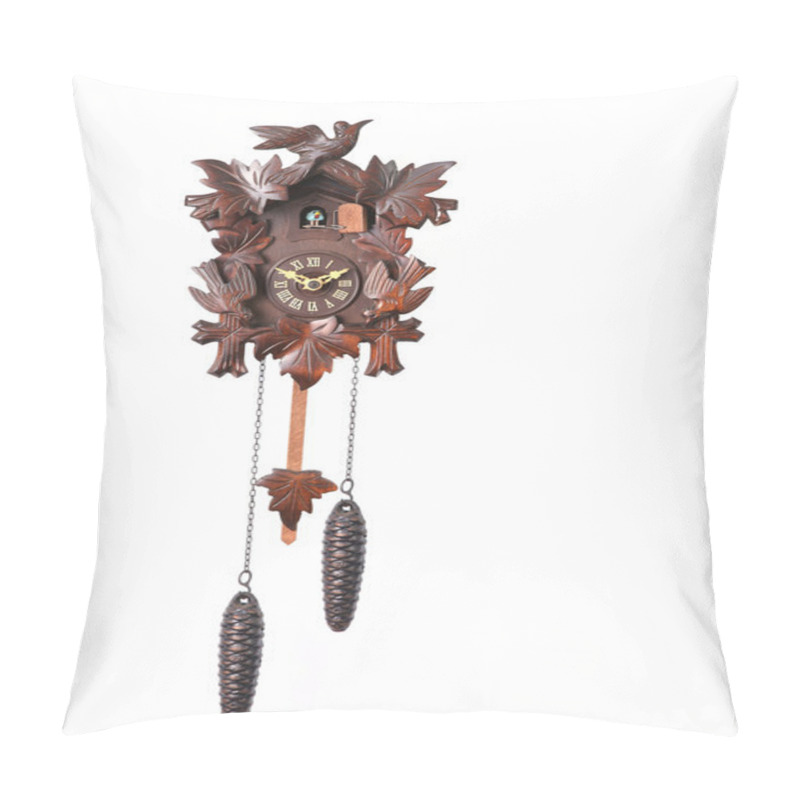 Personality  Cuckoo Clock Isolated On A White Backgro Pillow Covers