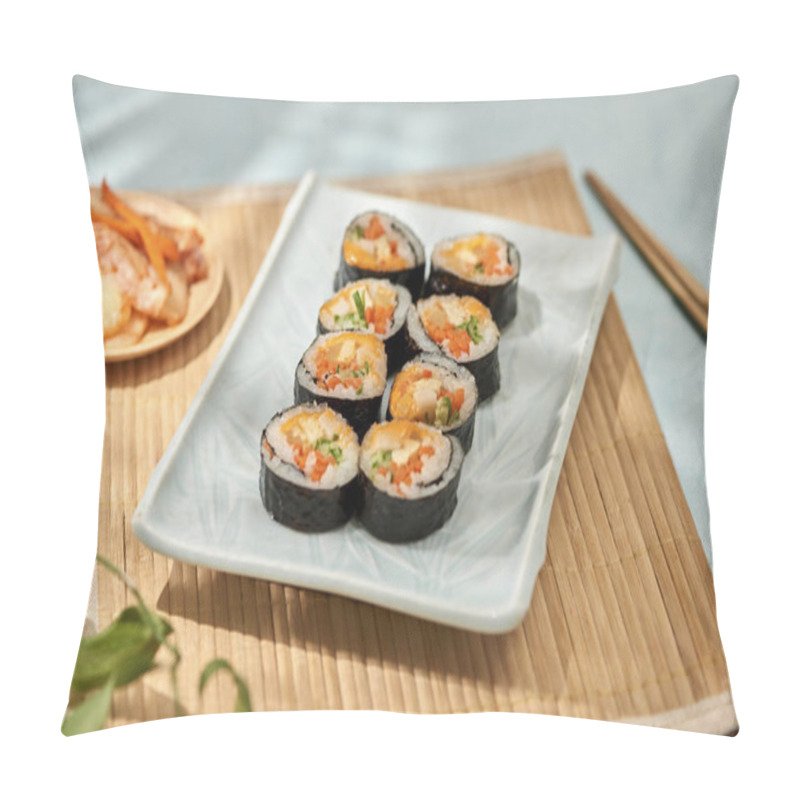 Personality  Korean Roll Gimbap(kimbob) Made From Steamed White Rice (bap) And Various Other Ingredients Pillow Covers