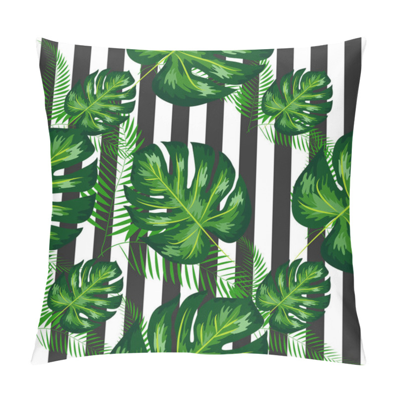 Personality  Tropical Pattern With Monstera Leaves. Summer Design For Swimwear. Pillow Covers