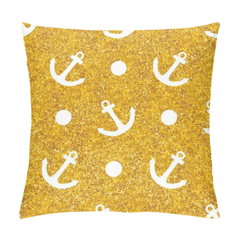 Personality  Tile Sailor Vector Pattern With Anchor And White Polka Dots On Golden Background For Decoration Wallpaper Pillow Covers