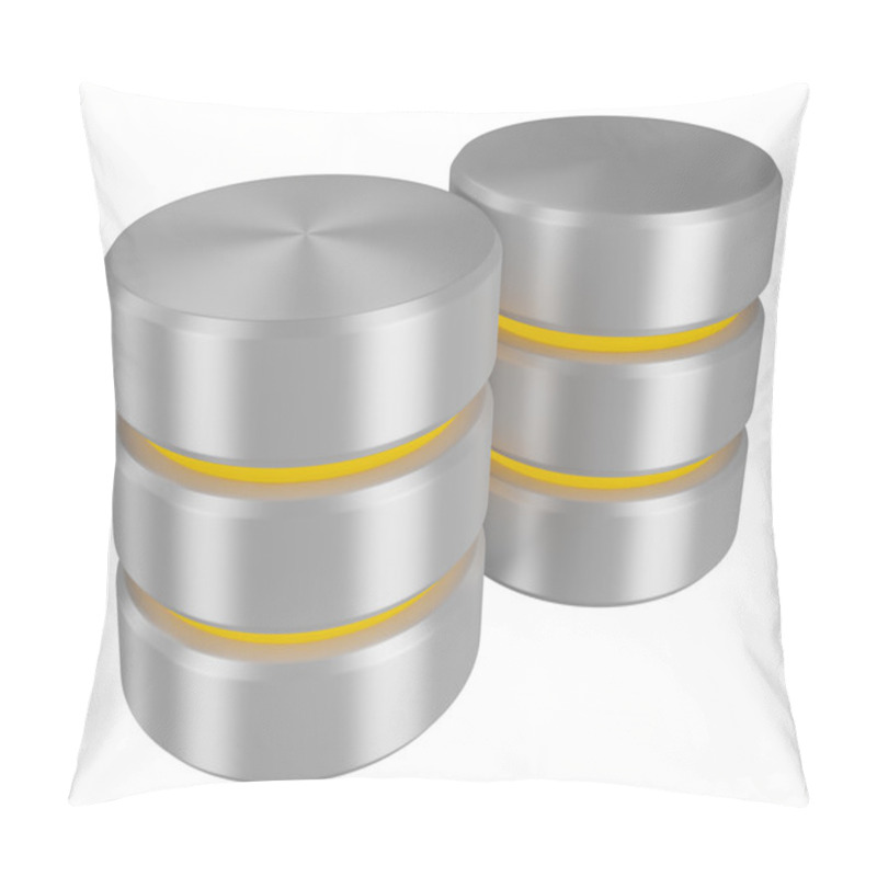 Personality  Pair Of Databases Icon With Yellow Elements Perspective View Pillow Covers