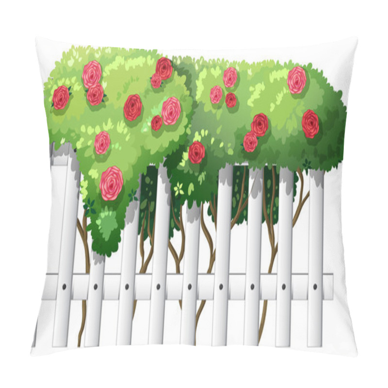 Personality  A White Wooden Fence With Flowering Plants Pillow Covers