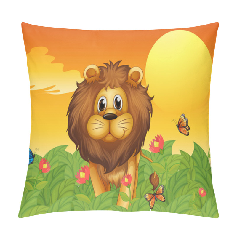 Personality  A Lion And The Butterflies Pillow Covers